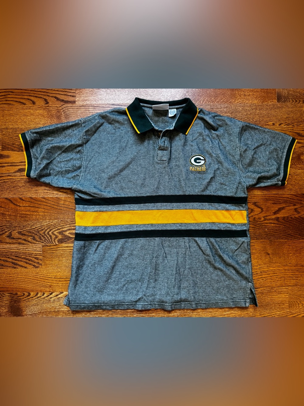 Green Bay Packers Logo 7 Polo Men’s 2XL Gray Green Gold NFL